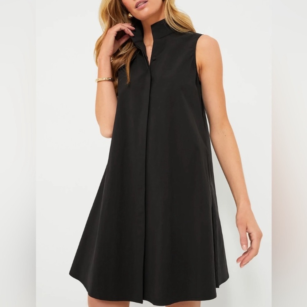 Tuckernuck Black Sleeveless Mini Dress with Stand Collar - Picture 2 of 13